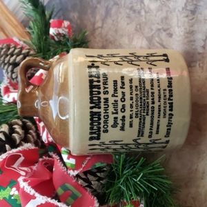 Old time Raccoon Mountain Sorgam Syrup ceramic jug vintage